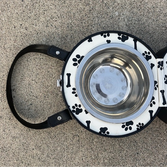 Doggie Double Bowl Purse Small Dog Chic Trendy Black M2-002 - Picture 4 of 8